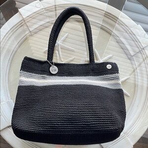 The Sak Black and Gray Striped Tote